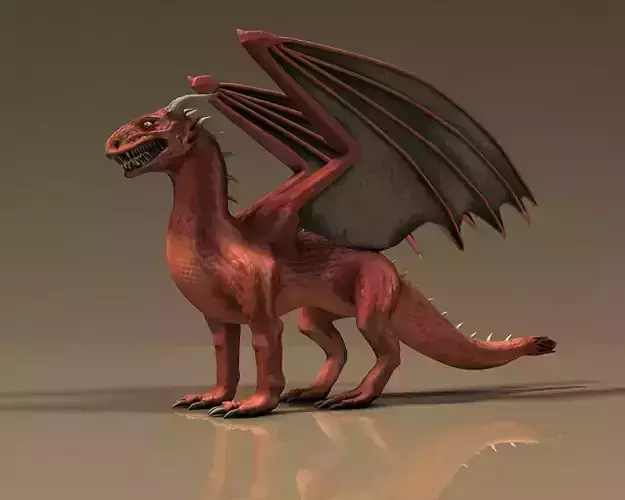 Winged Red Dragon Low-poly 3D model