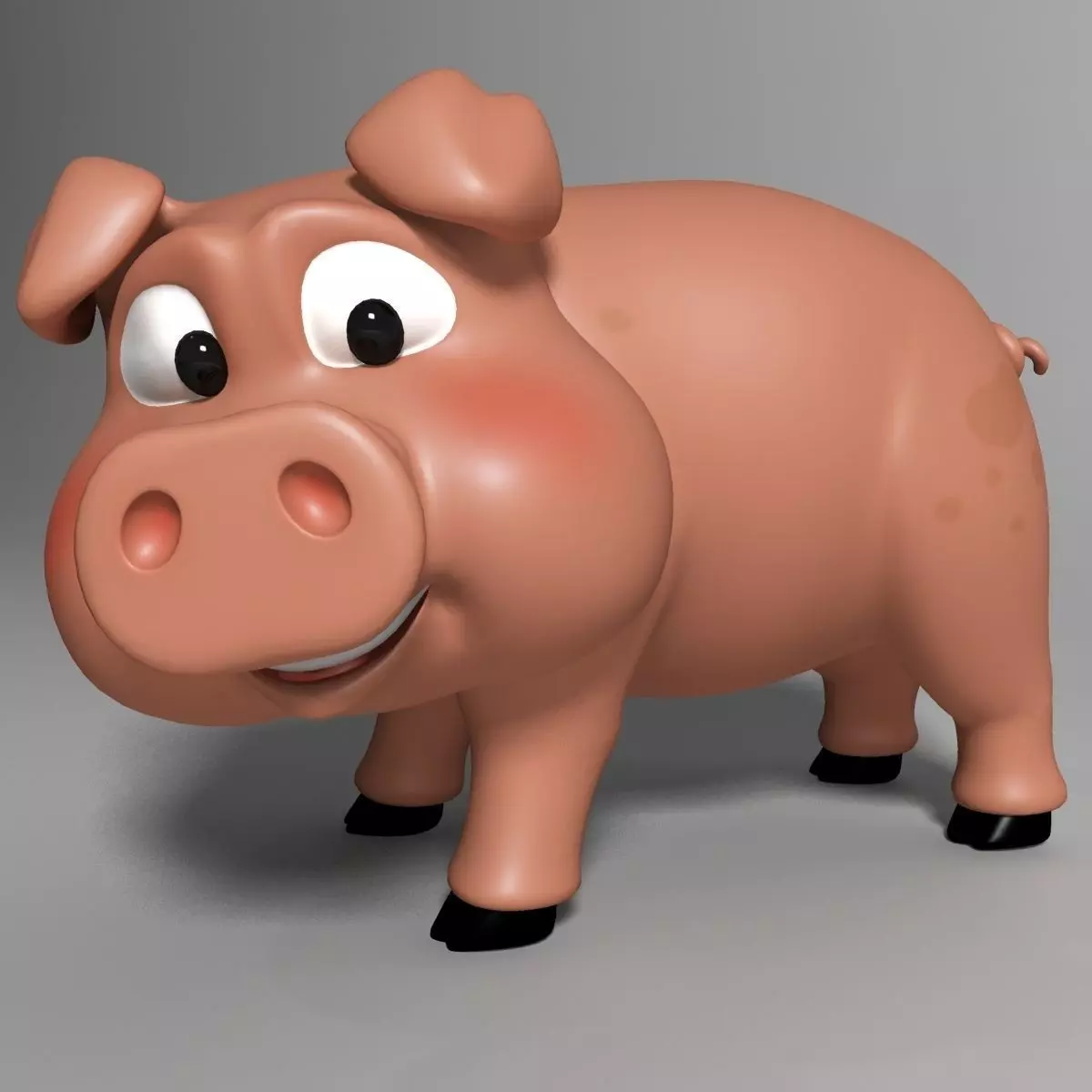 Cartoon Pig Rigged Low-poly 3D model_0