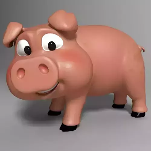 Cartoon Pig Rigged Low-poly 3D model