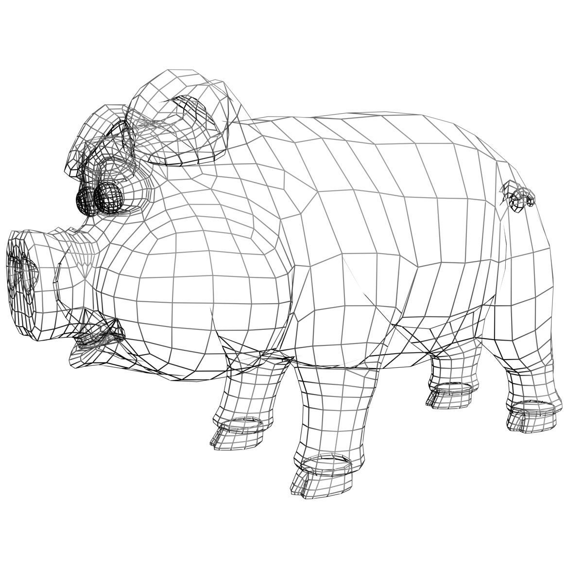 Cartoon Pig Rigged Low-poly 3D model_11