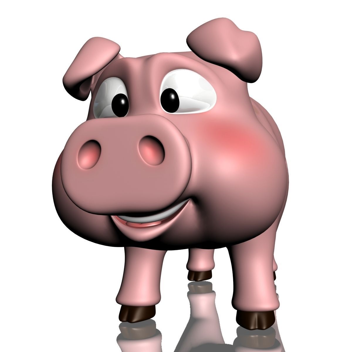 Cartoon Pig Rigged Low-poly 3D model_4