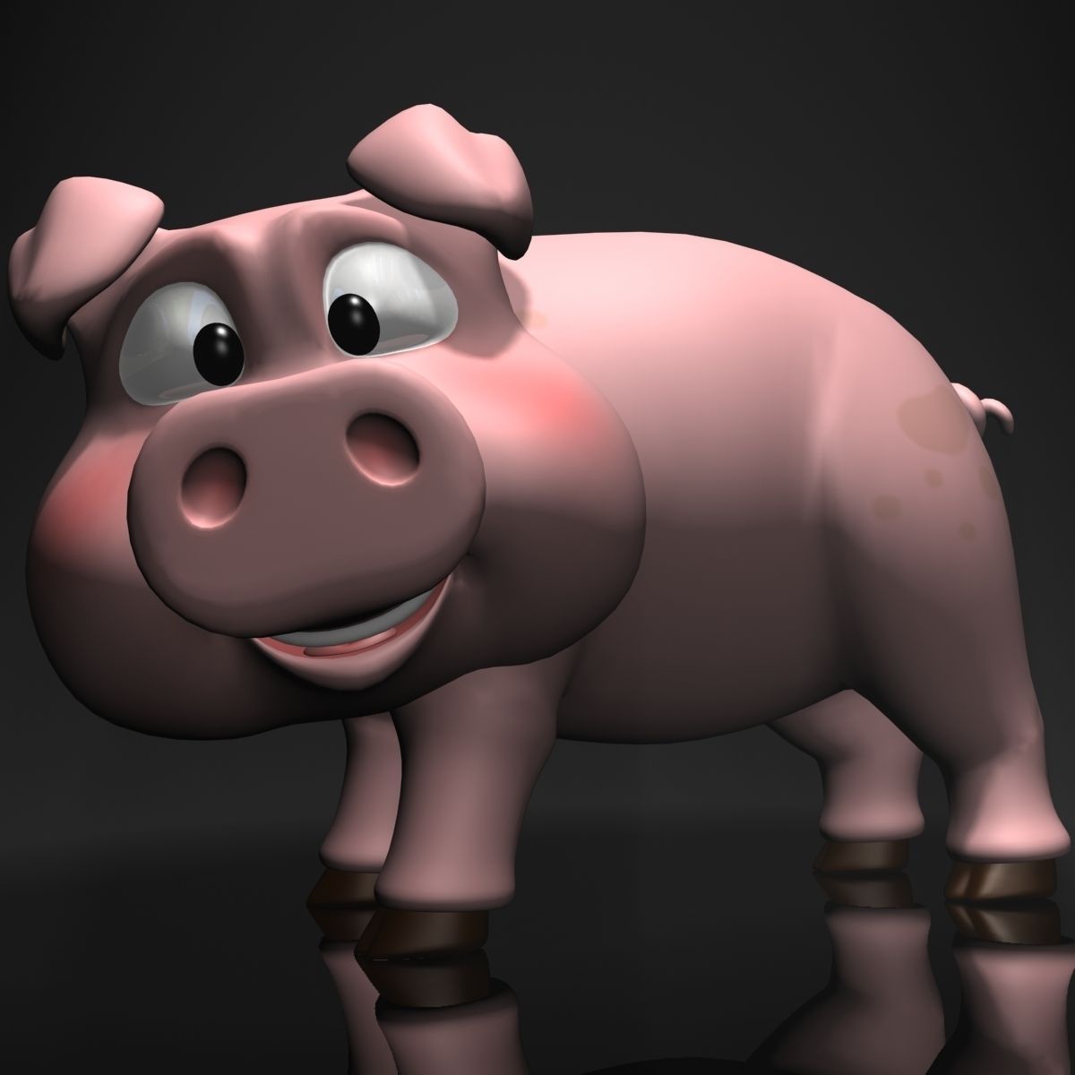 Cartoon Pig Rigged Low-poly 3D model_2