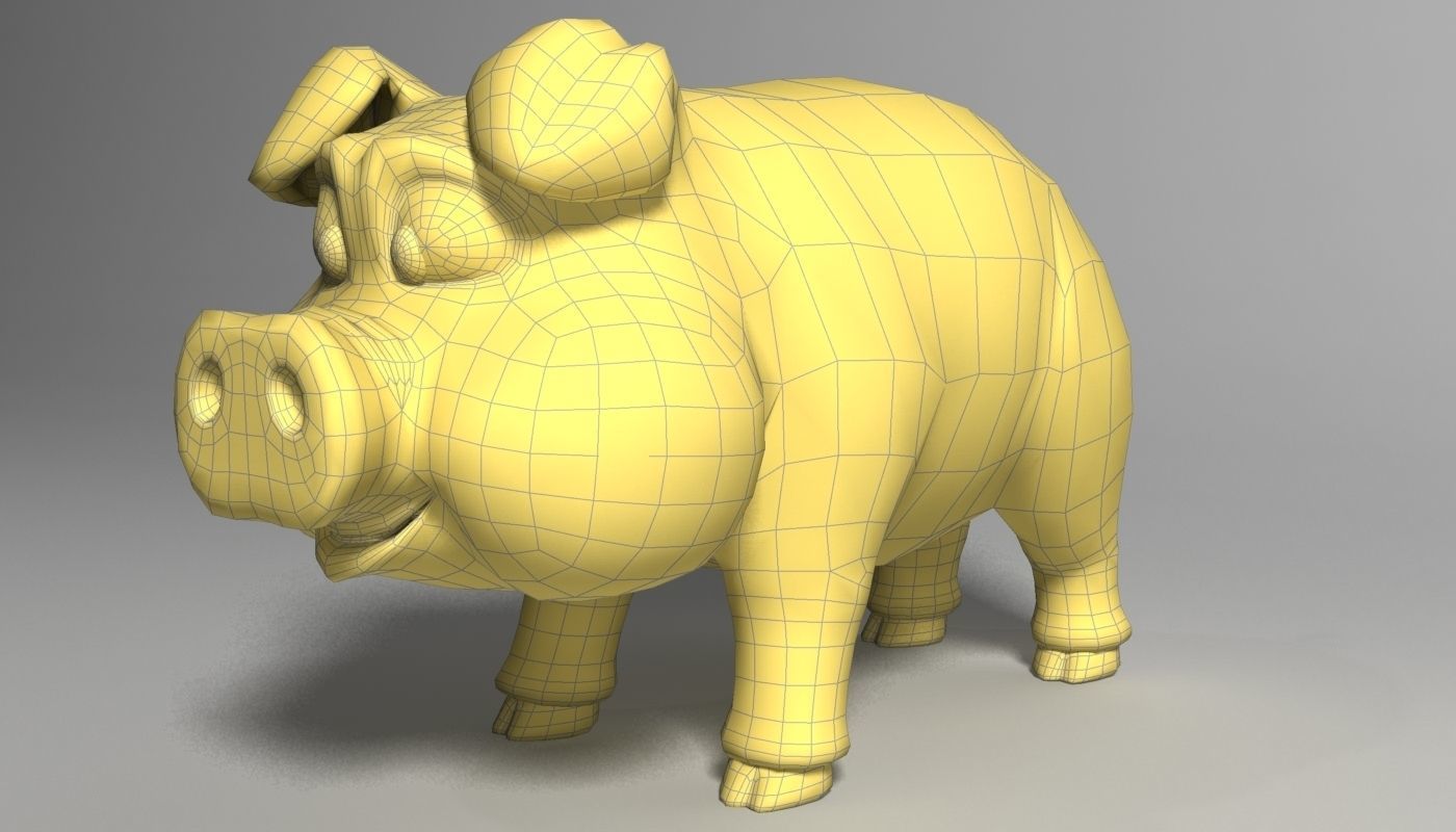 Cartoon Pig Rigged Low-poly 3D model_7