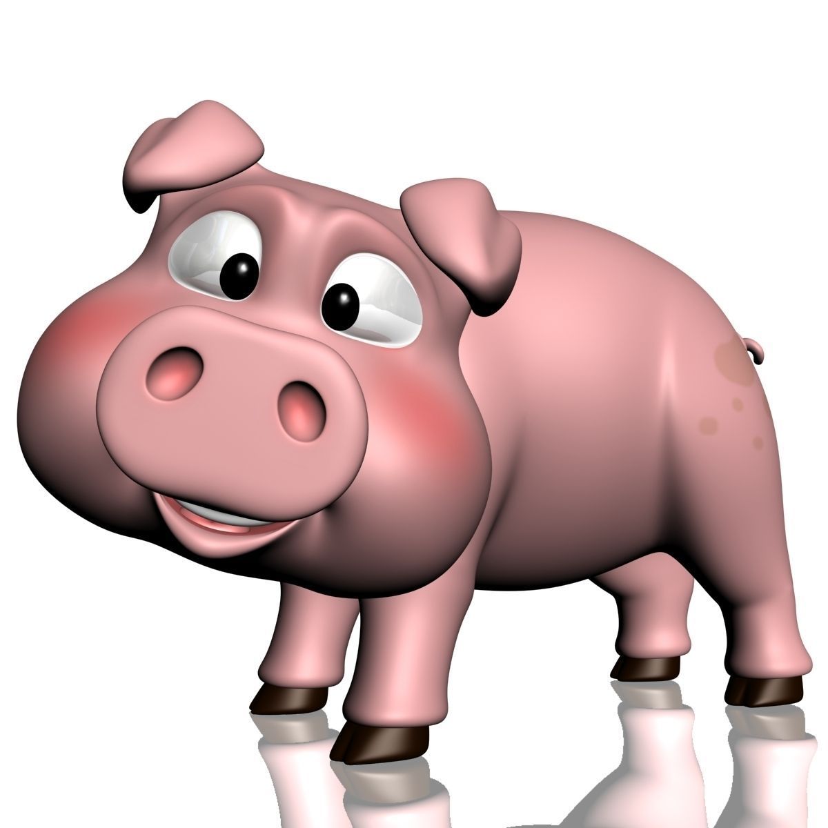 Cartoon Pig Rigged Low-poly 3D model_3