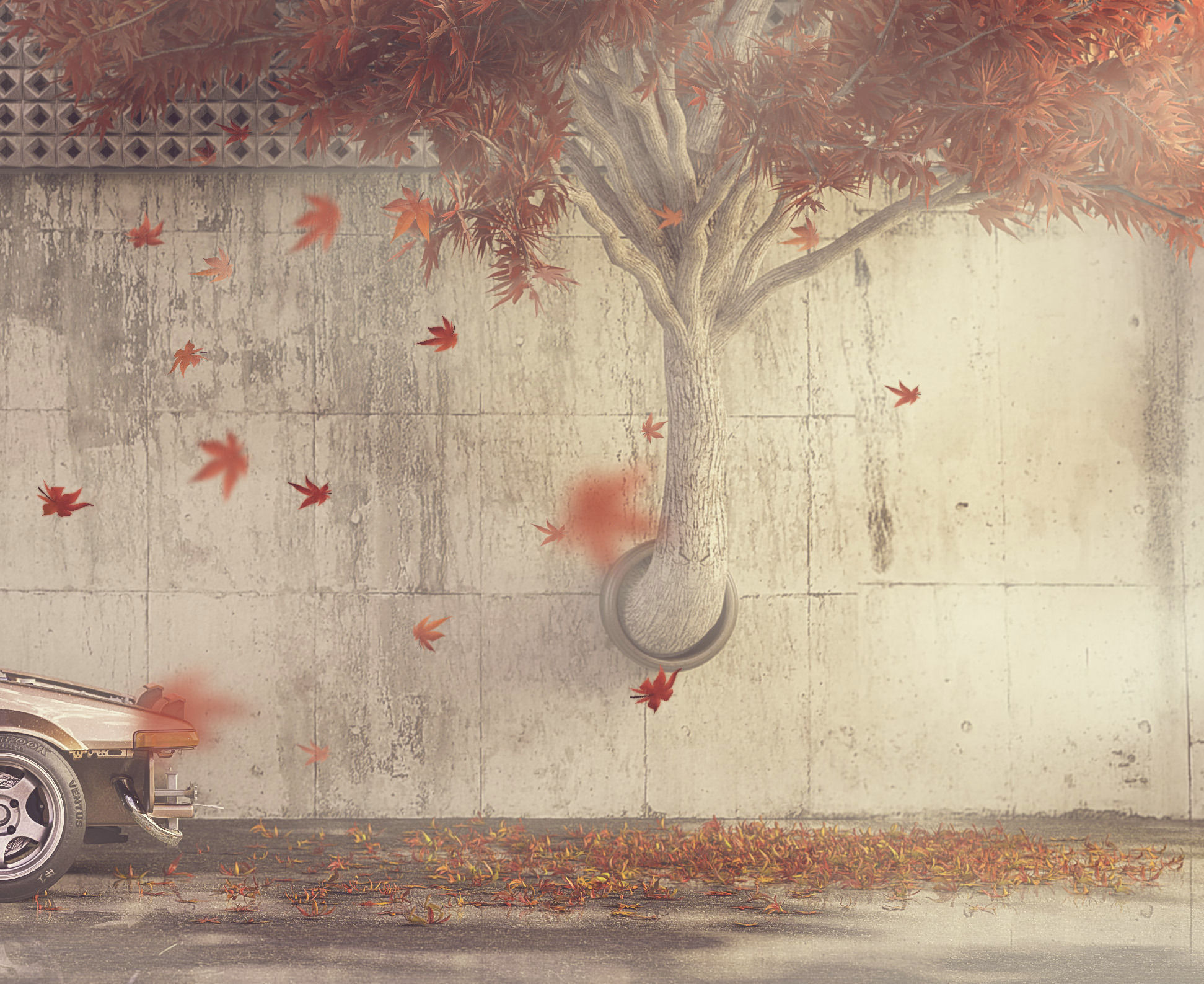 Red Maple leaves Free 3D model_6