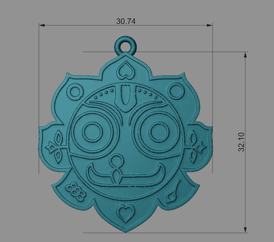 Jagannath pendant with face 3D print model_3
