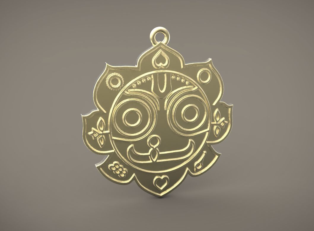 Jagannath pendant with face 3D print model_6