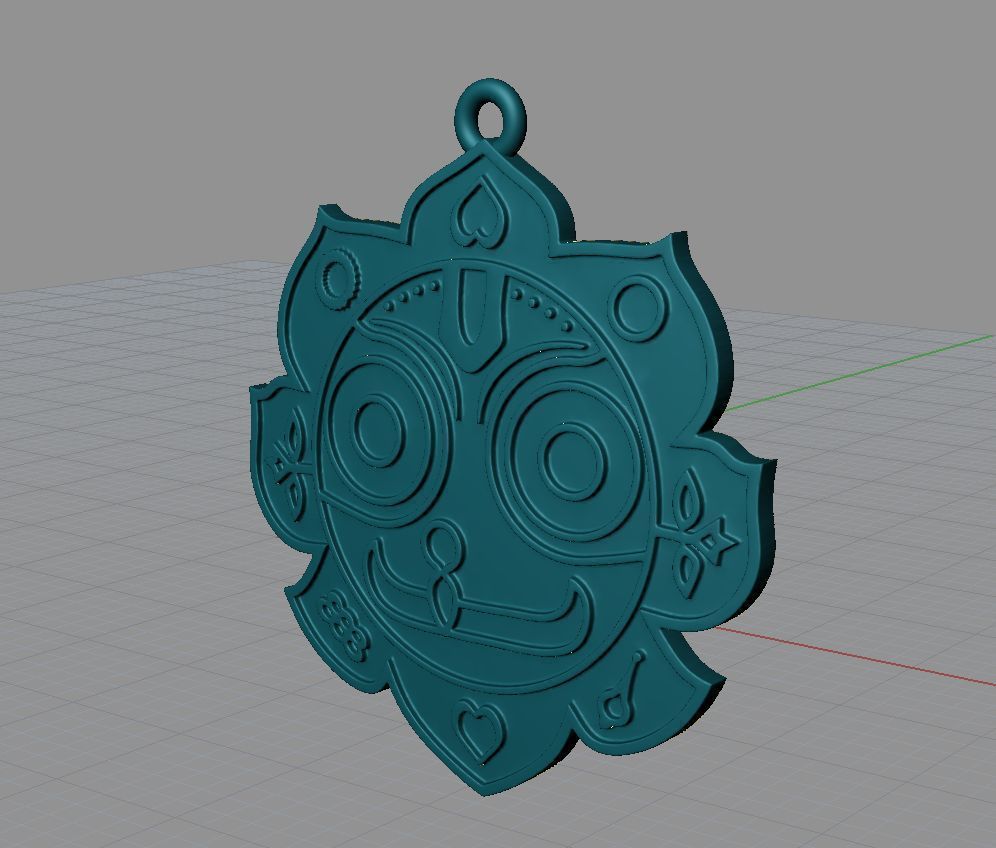 Jagannath pendant with face 3D print model_4