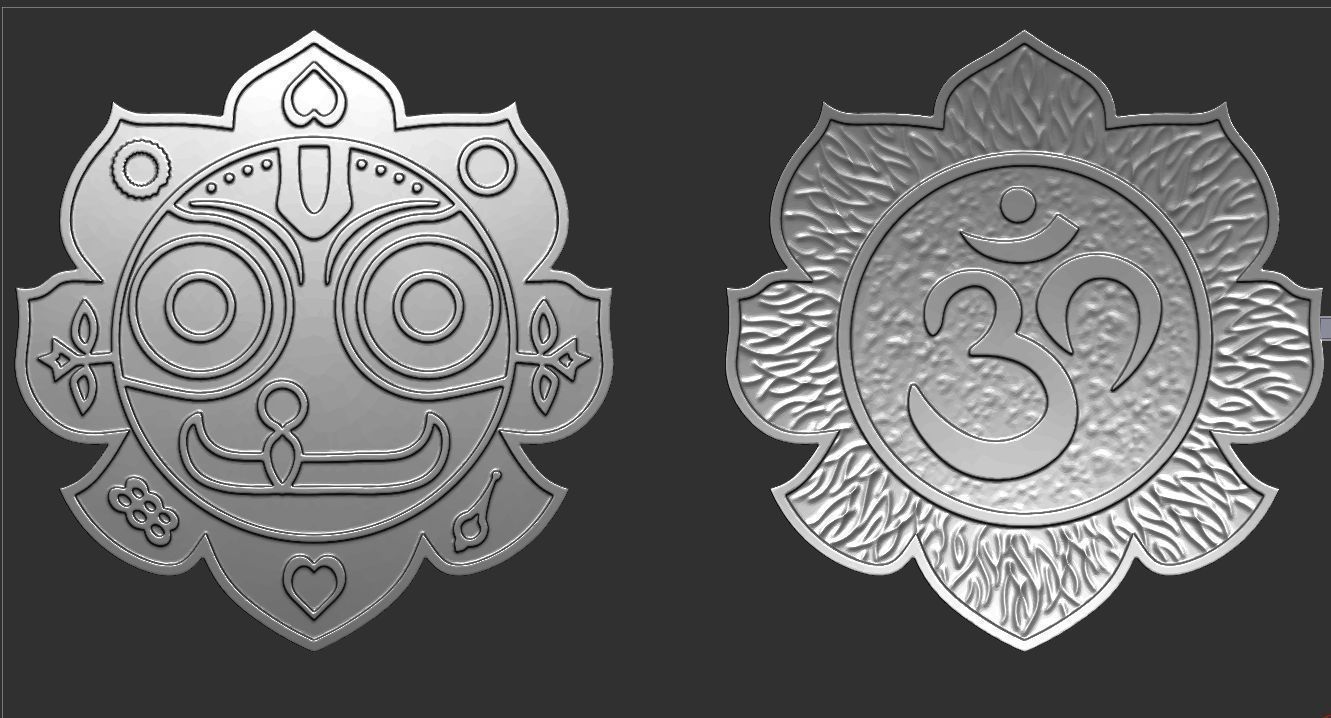 Jagannath pendant with face 3D print model_2