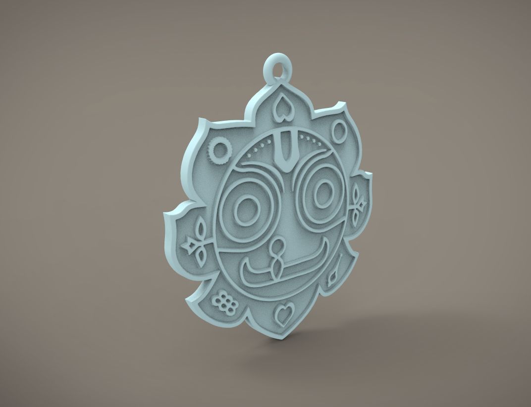 Jagannath pendant with face 3D print model_7