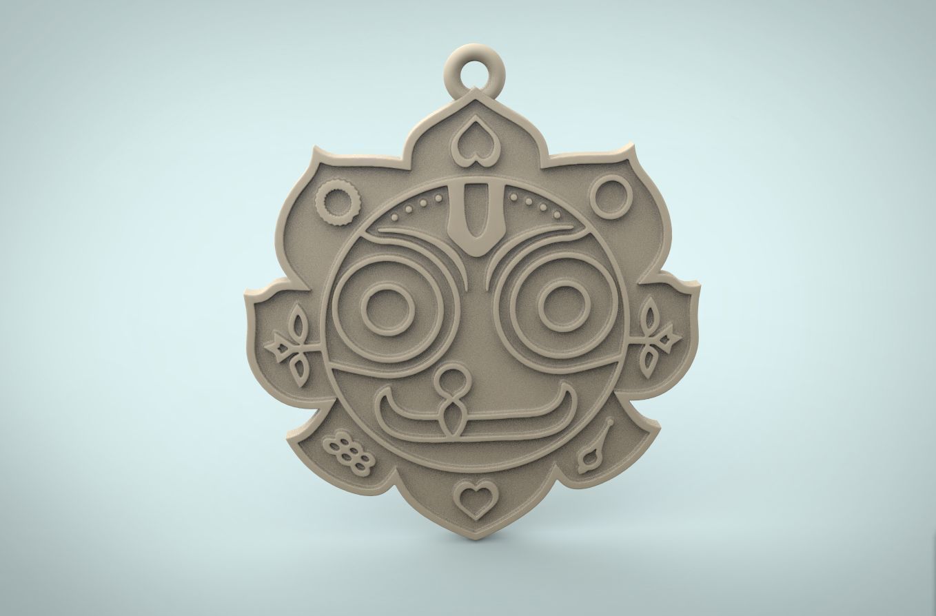Jagannath pendant with face 3D print model_1