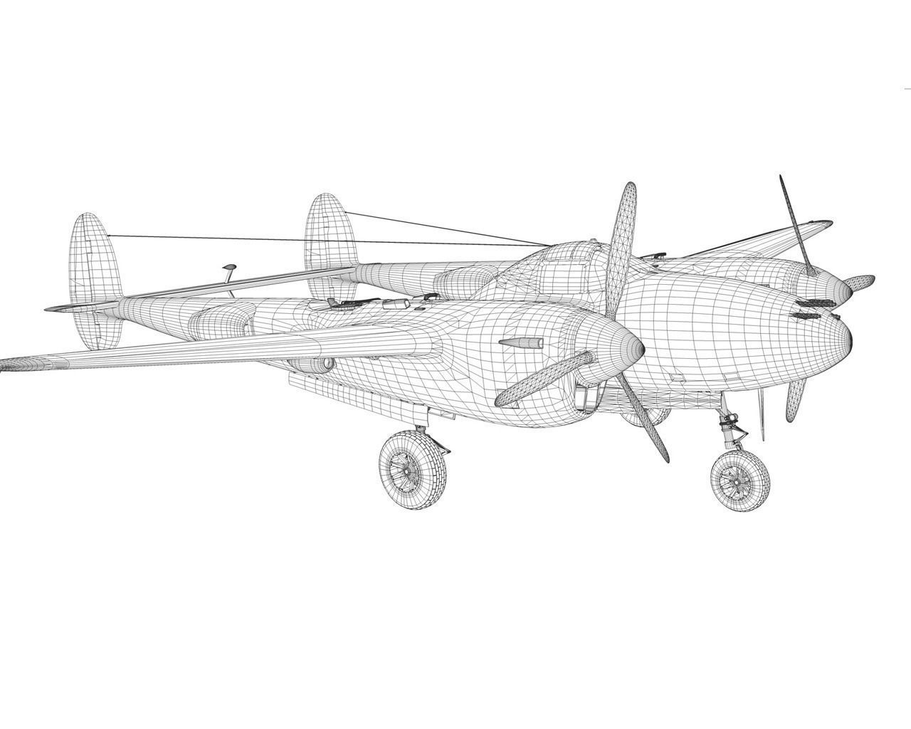 Lockheed P-38 Lightning - Florida Cracker 3D model_19