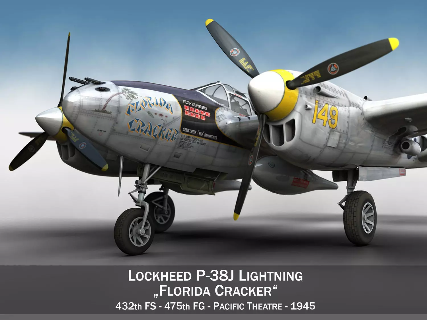 Lockheed P-38 Lightning - Florida Cracker 3D model_0