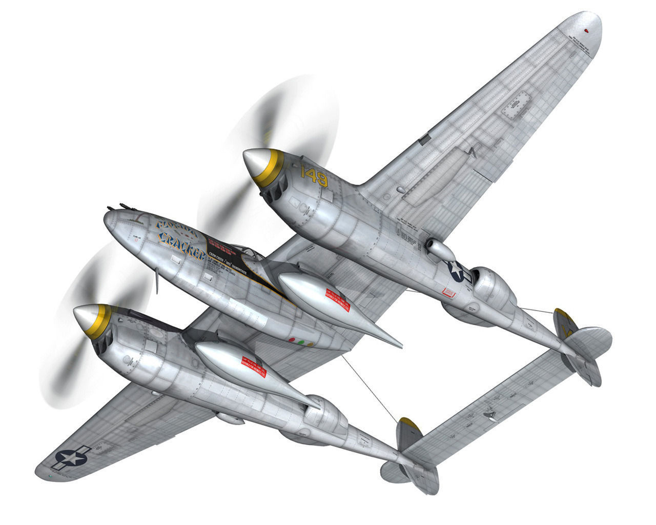 Lockheed P-38 Lightning - Florida Cracker 3D model_8