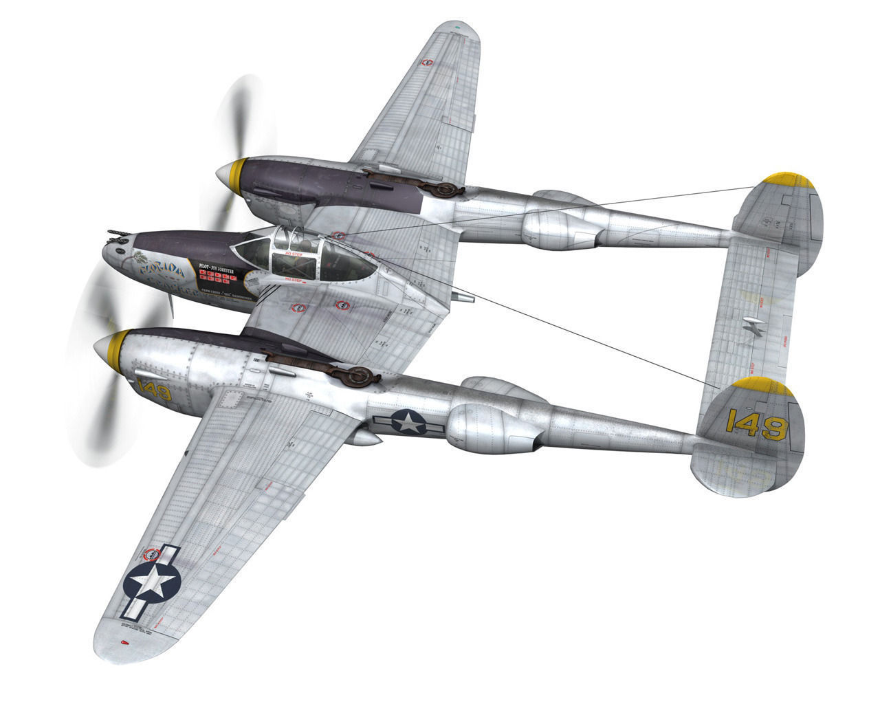 Lockheed P-38 Lightning - Florida Cracker 3D model_3