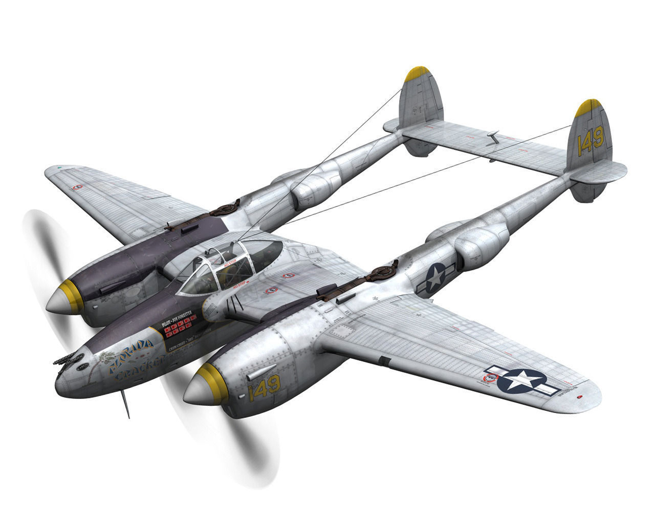 Lockheed P-38 Lightning - Florida Cracker 3D model_2