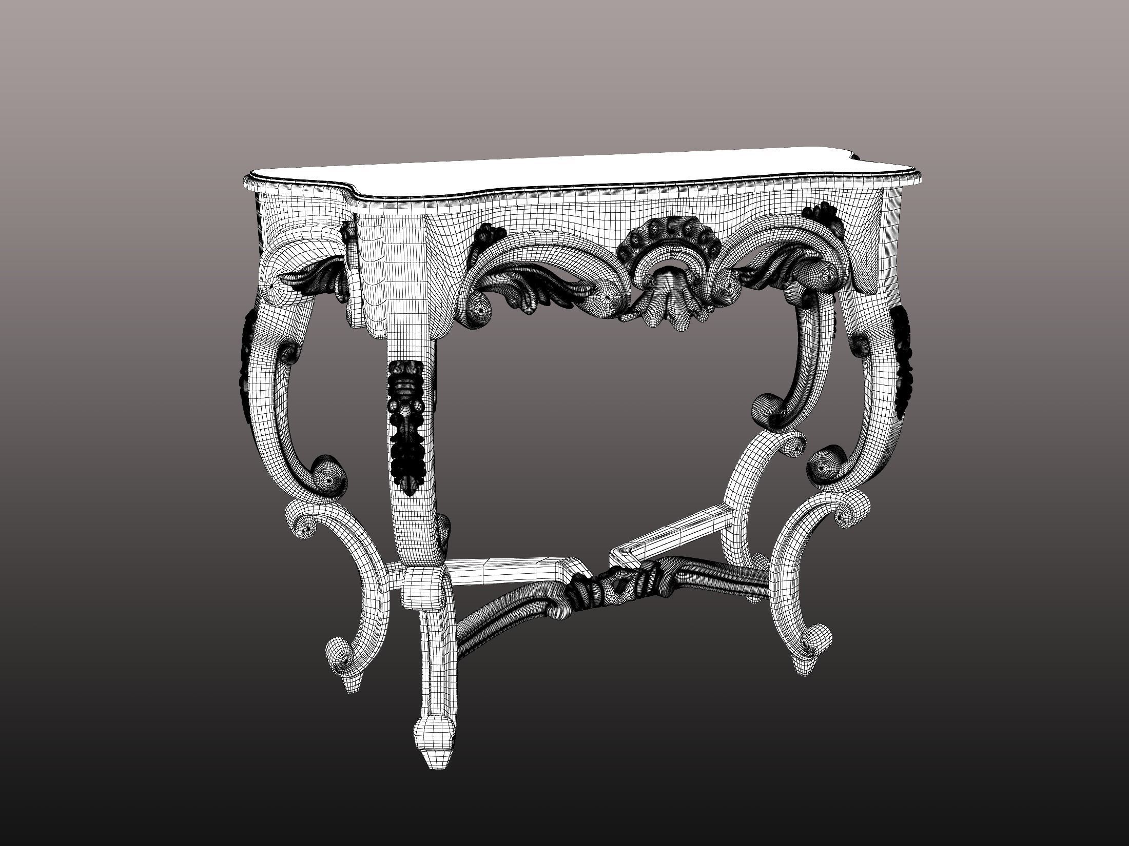 table consol wood 3D model_3