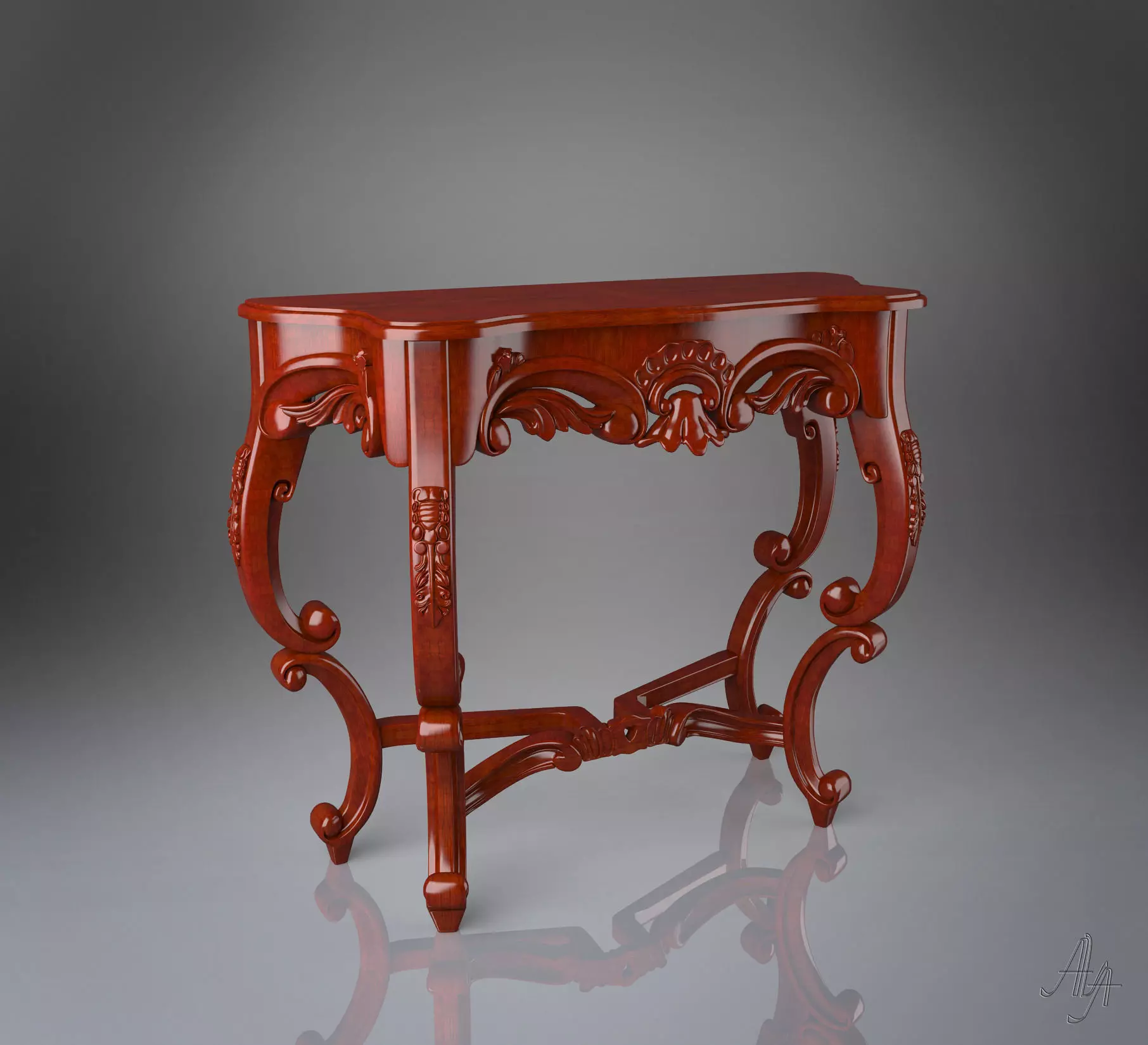 table consol wood 3D model_0