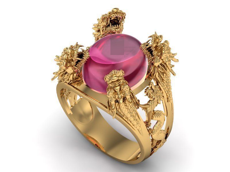 Ring ruby Dragon  3D print model_2