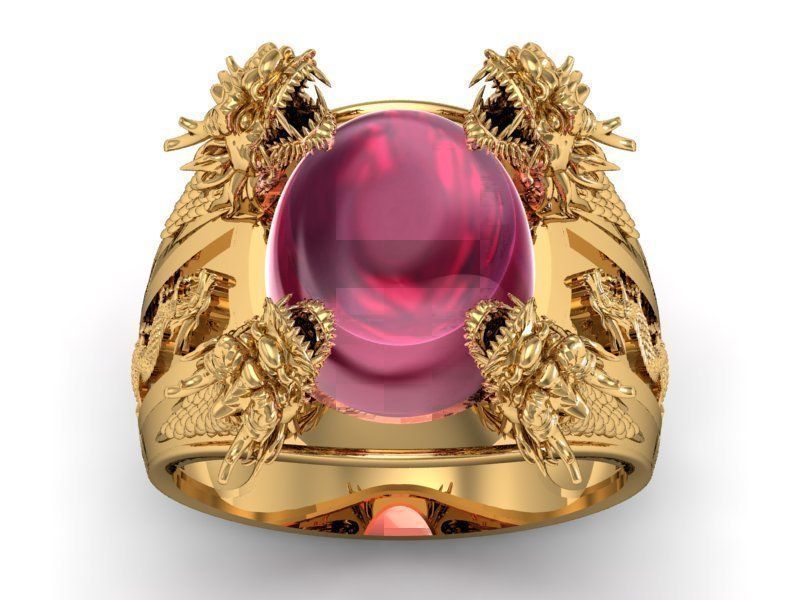 Ring ruby Dragon  3D print model_1