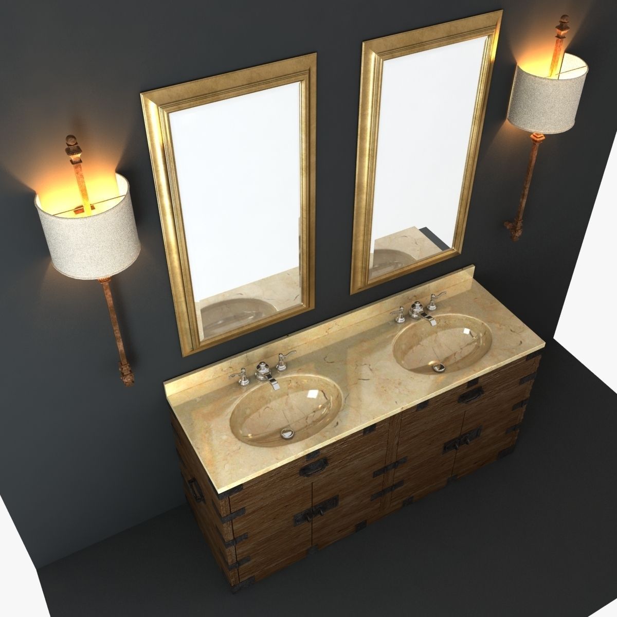 Restoration Hardware Bathroom Furniture set 3D model CGTrader