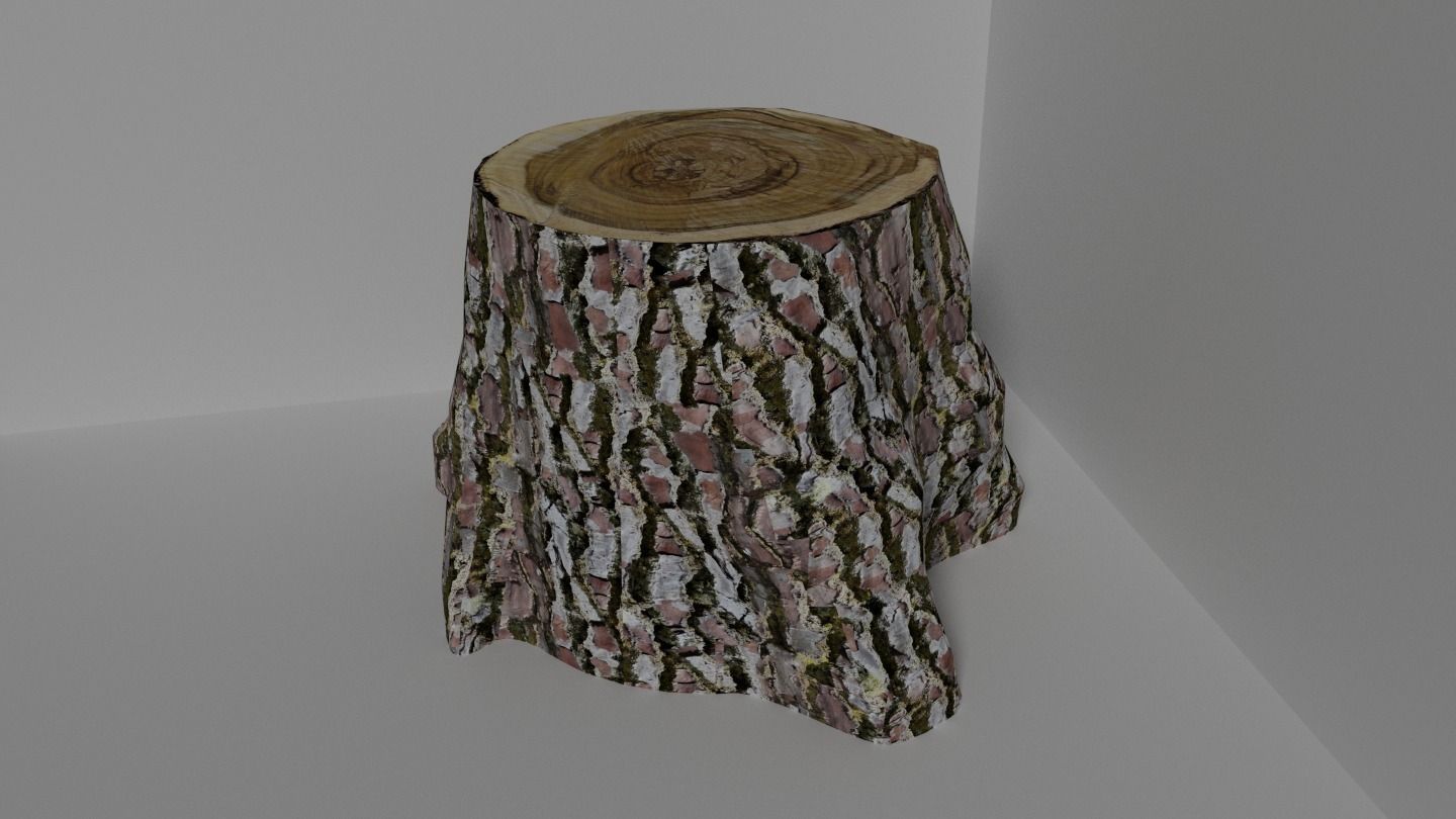 Stump tree Low-poly 3D model_1