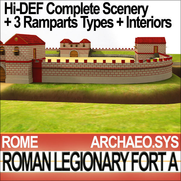 Roman Legionary Fort A and Scenery Square Plan 3D model_8