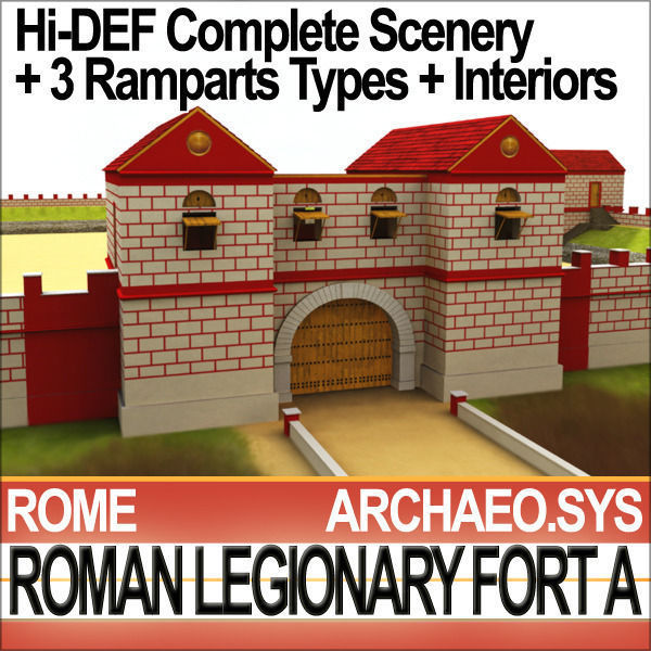 Roman Legionary Fort A and Scenery Square Plan 3D model_4