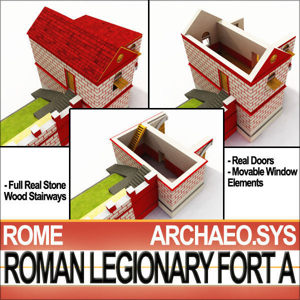 Roman Legionary Fort A and Scenery Square Plan 3D model_18