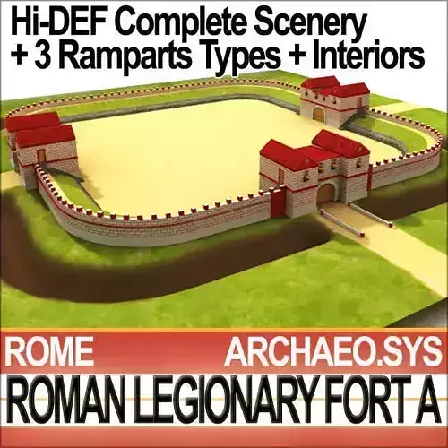 Roman Legionary Fort A and Scenery Square Plan 3D model