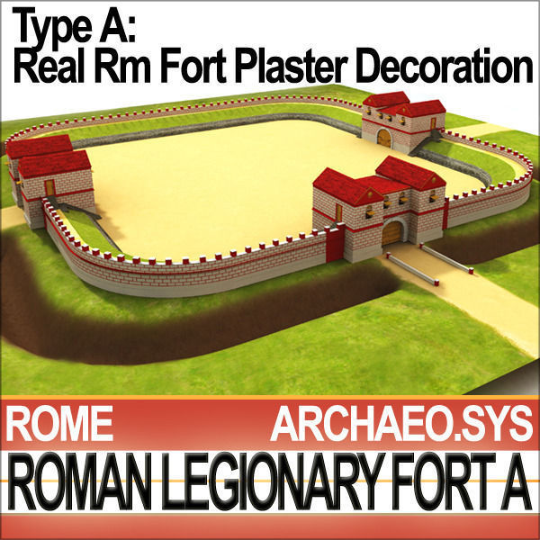 Roman Legionary Fort A and Scenery Square Plan 3D model_9