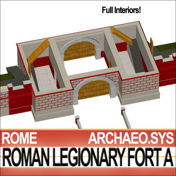Roman Legionary Fort A and Scenery Square Plan 3D model_20