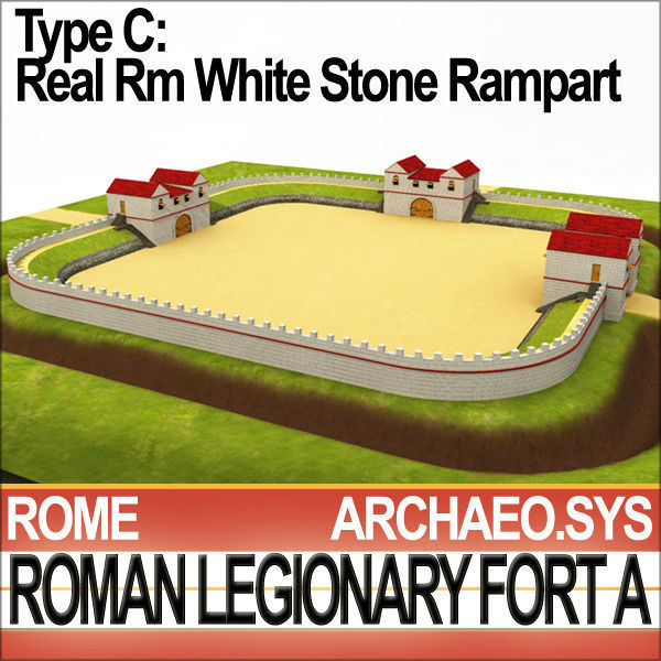 Roman Legionary Fort A and Scenery Square Plan 3D model_15