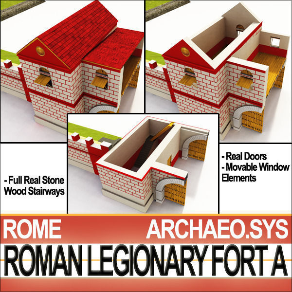 Roman Legionary Fort A and Scenery Square Plan 3D model_19