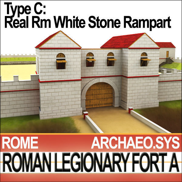 Roman Legionary Fort A and Scenery Square Plan 3D model_12