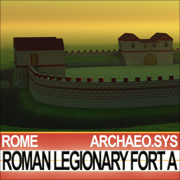 Roman Legionary Fort A and Scenery Square Plan 3D model_26
