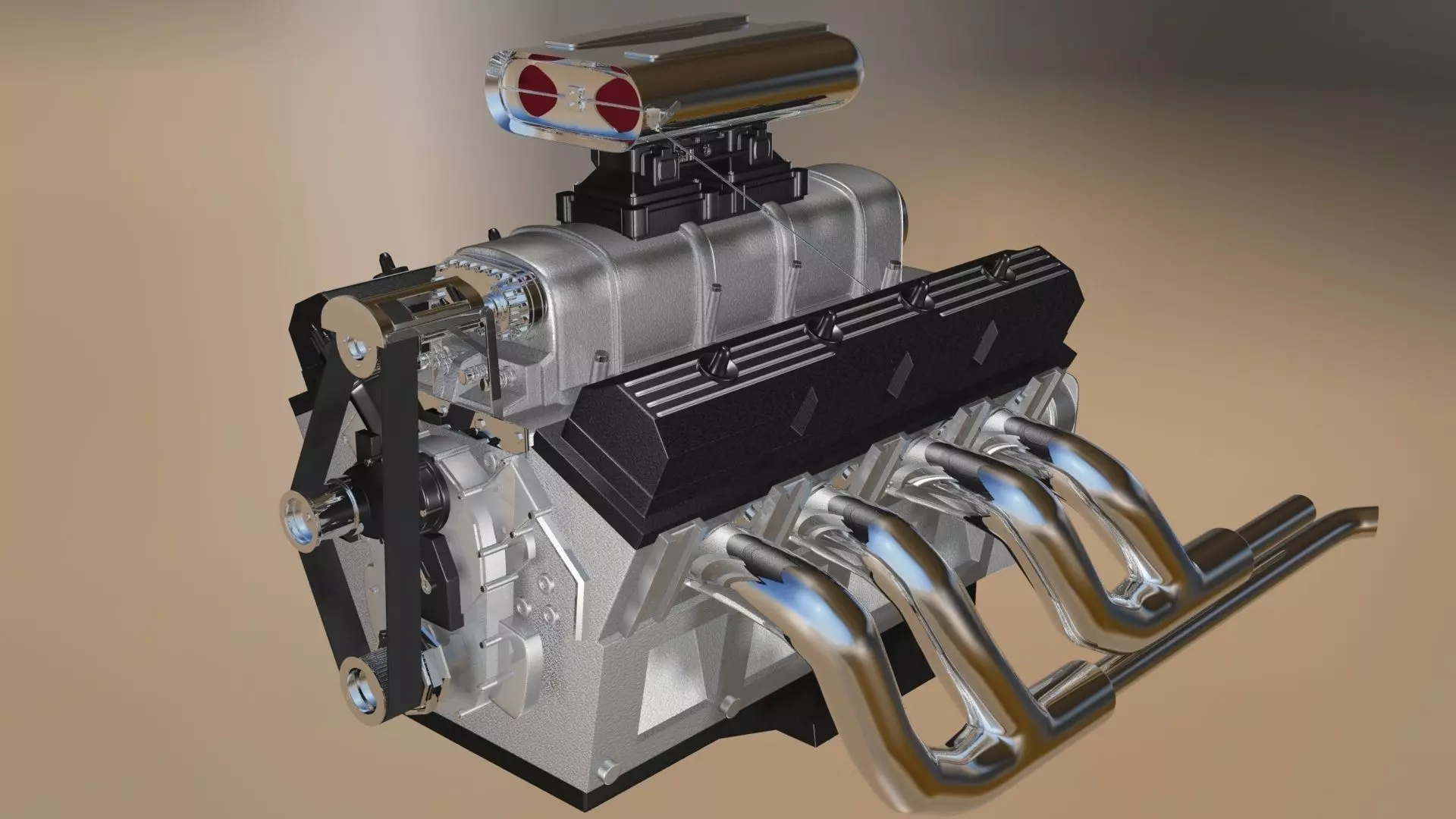 Custom Build V8 Engine 3D model_0