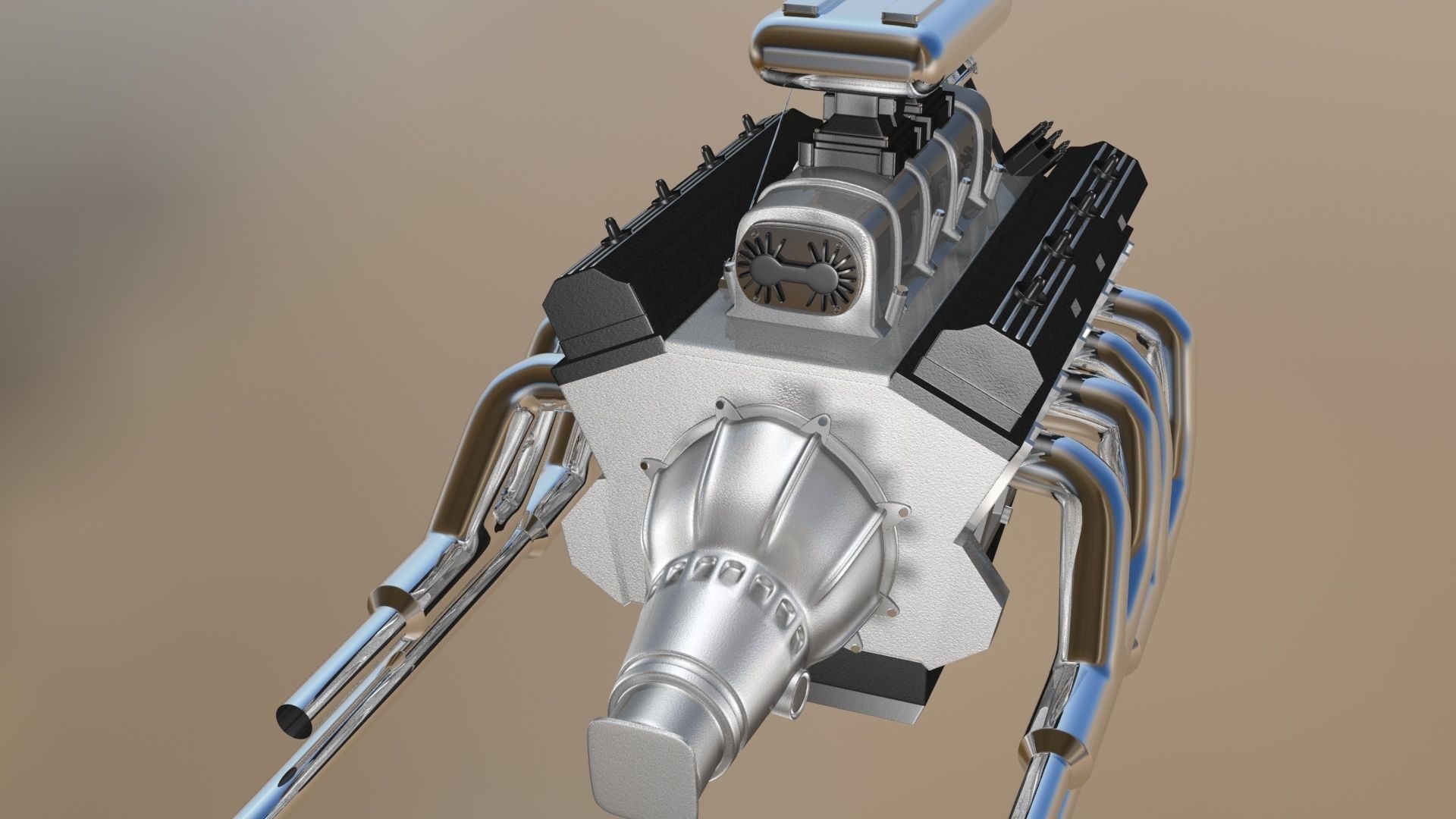Custom Build V8 Engine 3D model_1