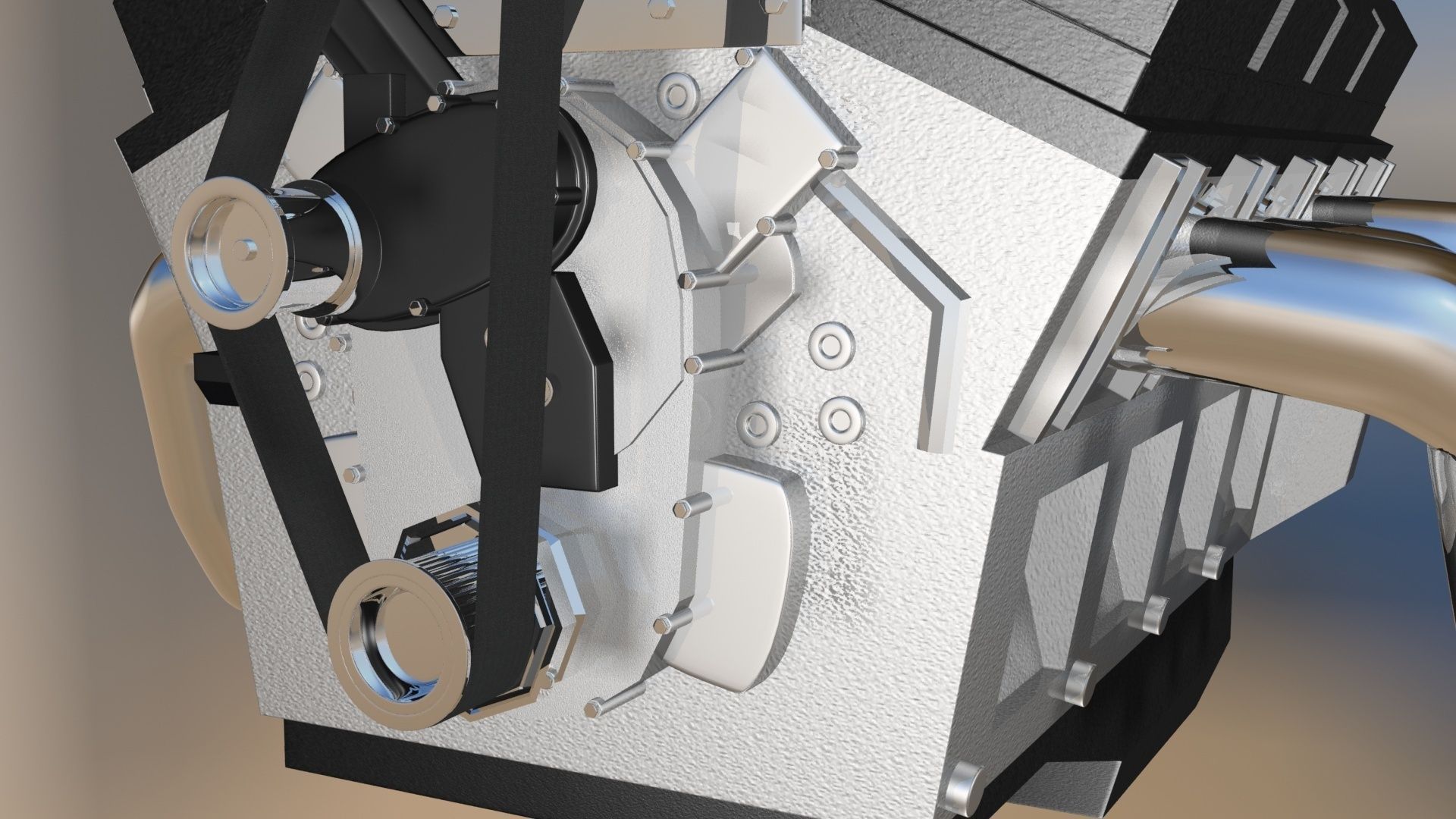 Custom Build V8 Engine 3D model_3