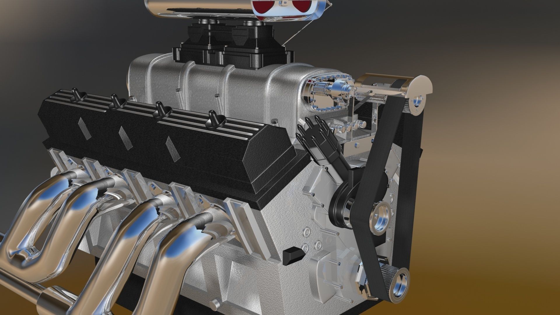 Custom Build V8 Engine 3D model_2
