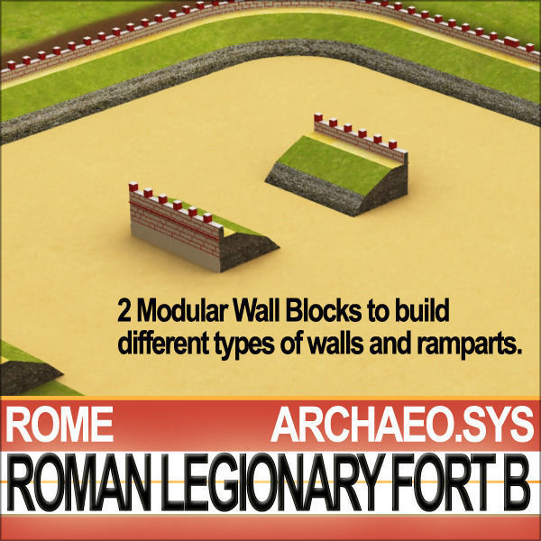 Roman Legionary Fort B Add Pack Fort A Rectangular Plan 3D model_2