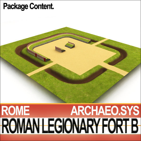 Roman Legionary Fort B Add Pack Fort A Rectangular Plan 3D model_3