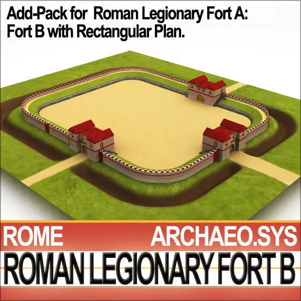Roman Legionary Fort B Add Pack Fort A Rectangular Plan 3D model_0