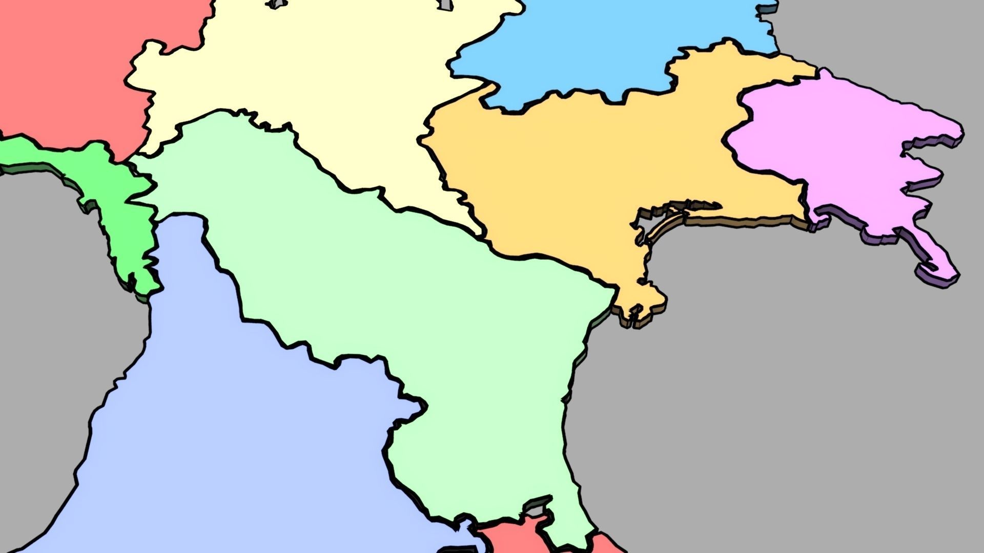 3d Map Italy with all regions shape - PLANISPEHERE Low-poly 3D model_5