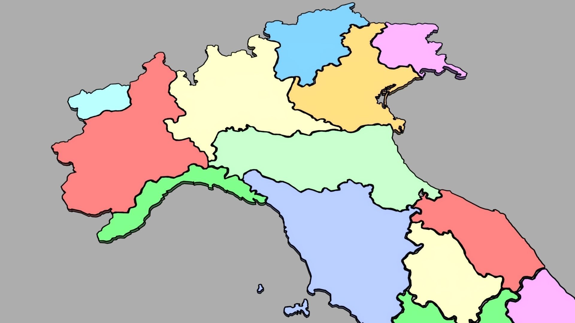 3d Map Italy with all regions shape - PLANISPEHERE Low-poly 3D model_8