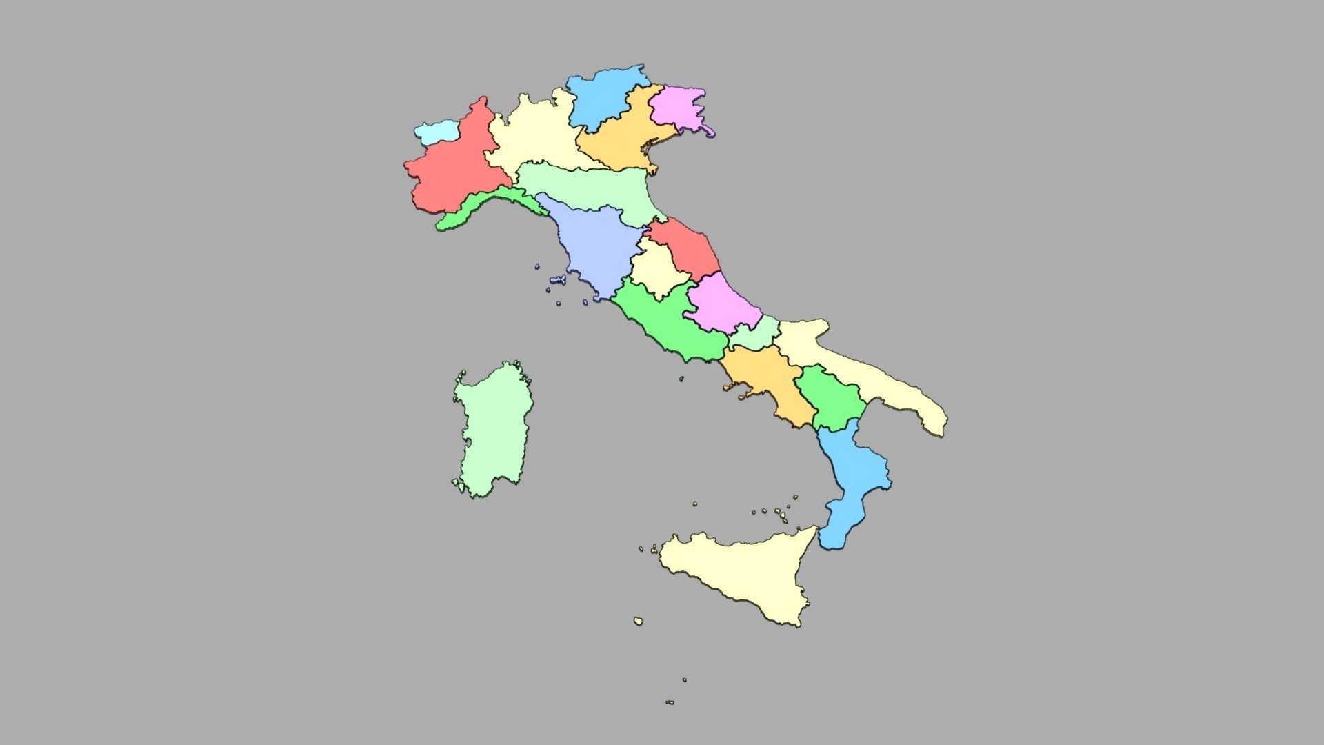 3d Map Italy with all regions shape - PLANISPEHERE Low-poly 3D model_1