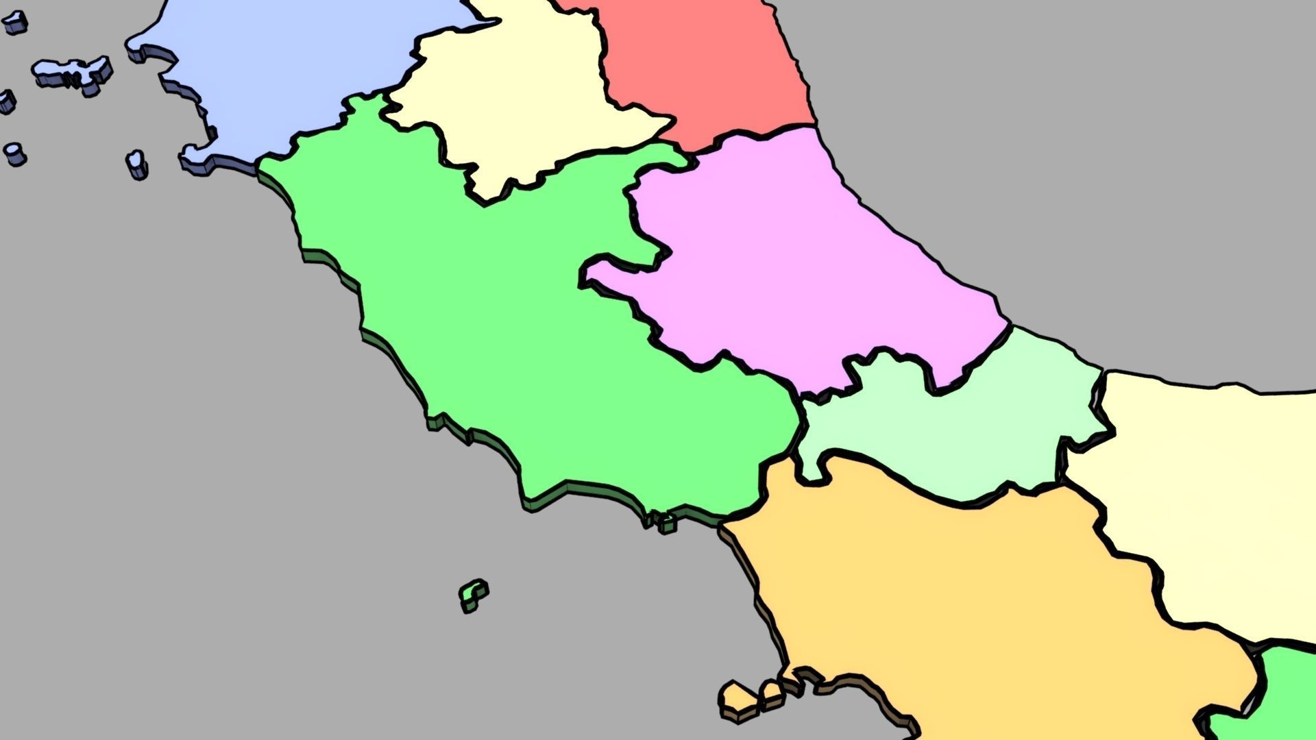 3d Map Italy with all regions shape - PLANISPEHERE Low-poly 3D model_4