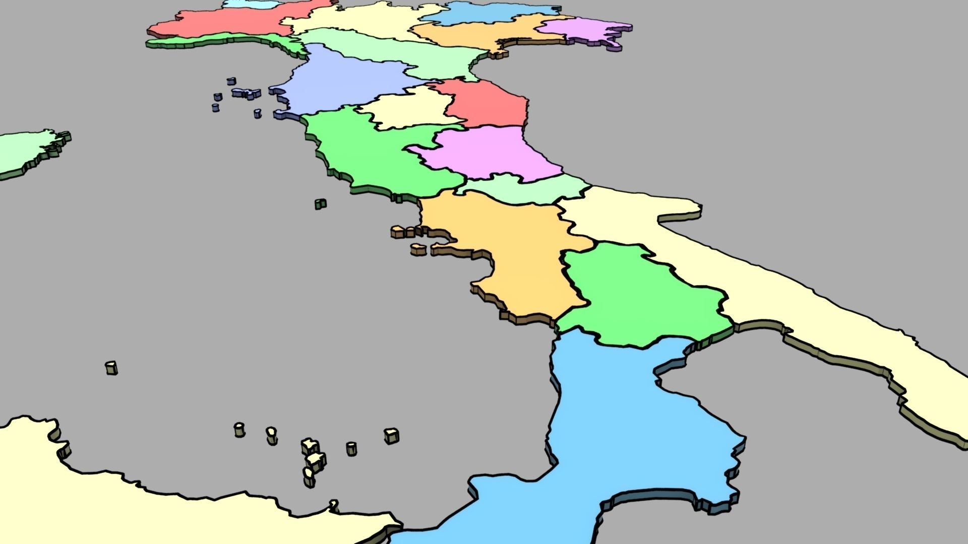 3d Map Italy with all regions shape - PLANISPEHERE Low-poly 3D model_2