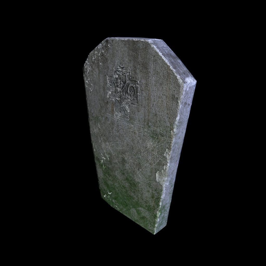 OldGravestone1 gravestone Low-poly 3D model_2