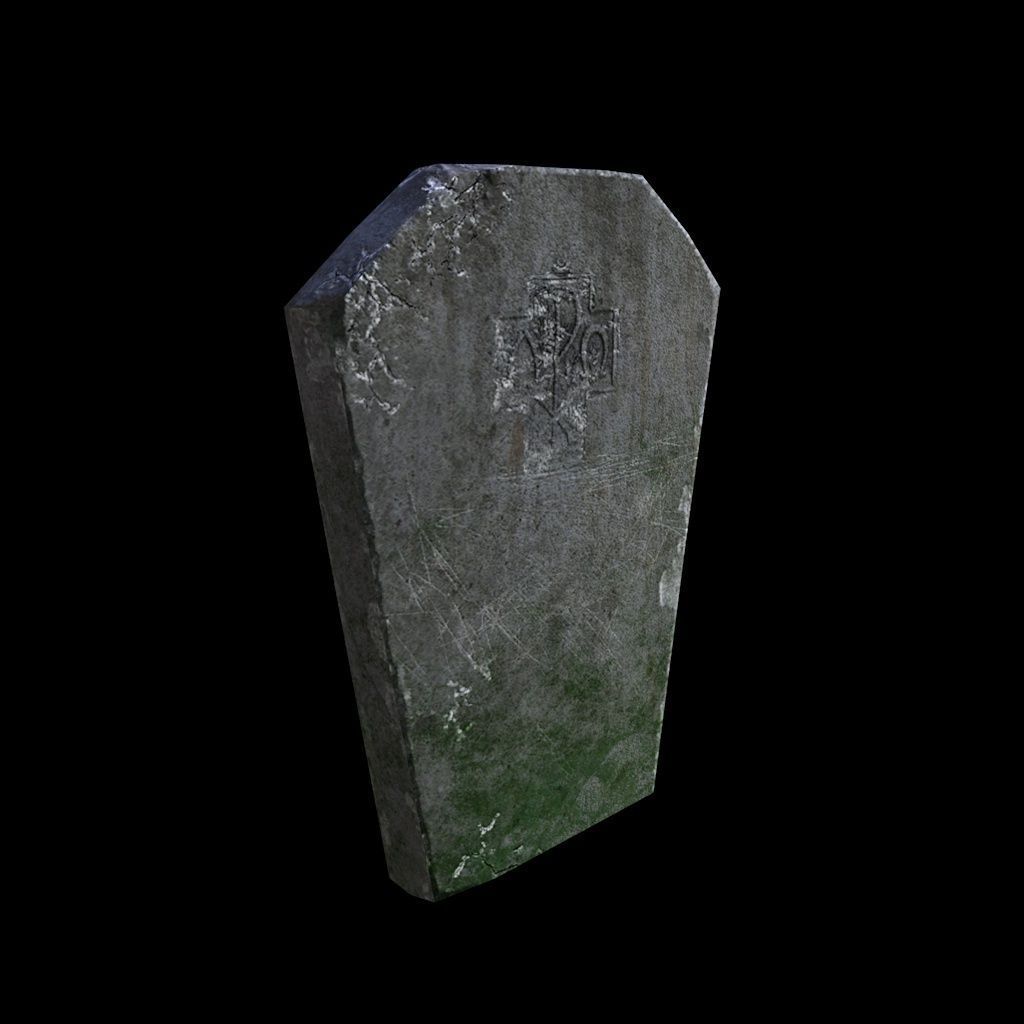 OldGravestone1 gravestone Low-poly 3D model_1